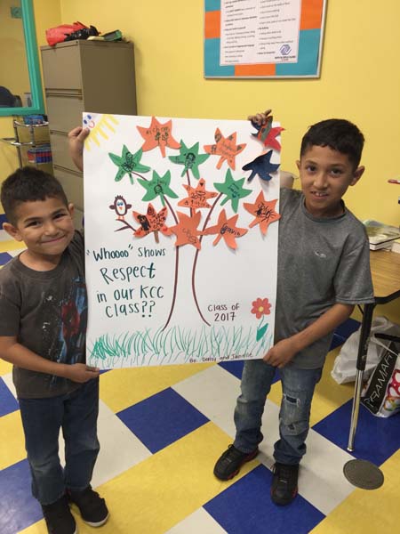 Kids Creating Change students in Anaheim showing off their class work_0